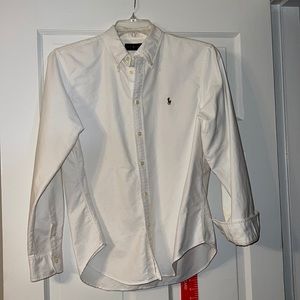 White button down Polo dress shirt. Worn once, mint condition.